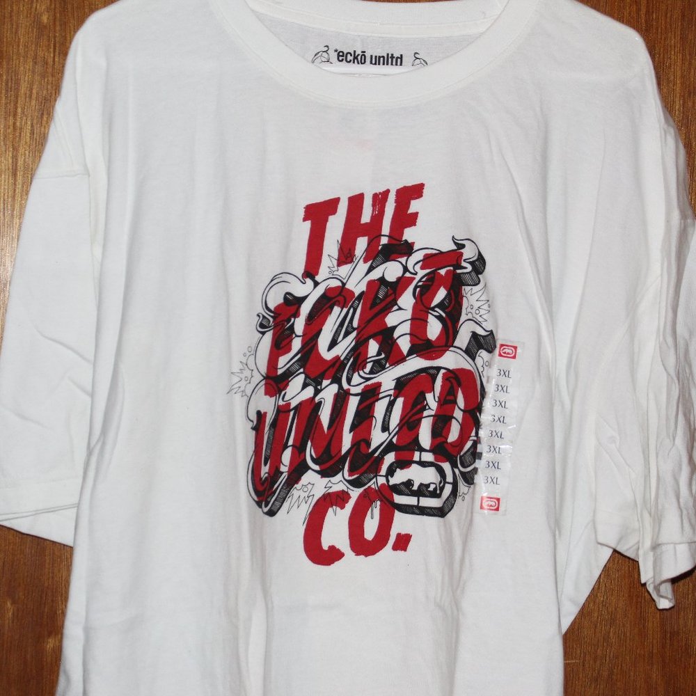 NWT Mens Ecko Unlimited SS Shirt White red & black design 3XL